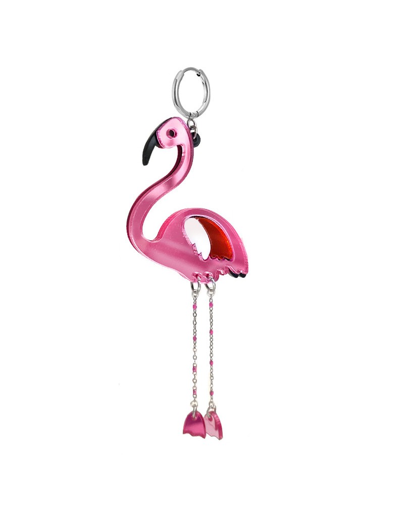 Pendiente flamenco rosa