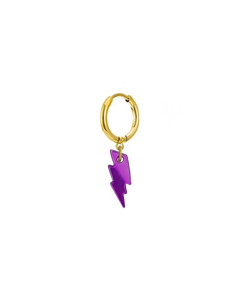 pendiente mini rayo metacrilato morado