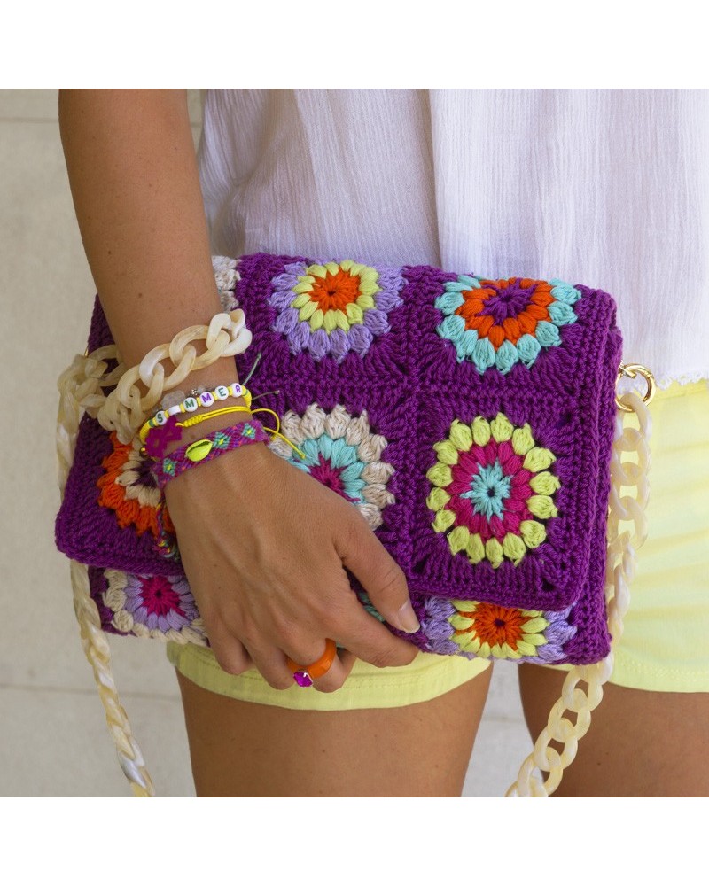 bolso crochet granny multicolor