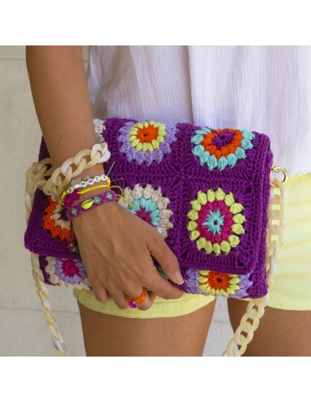 bolso crochet granny multicolor