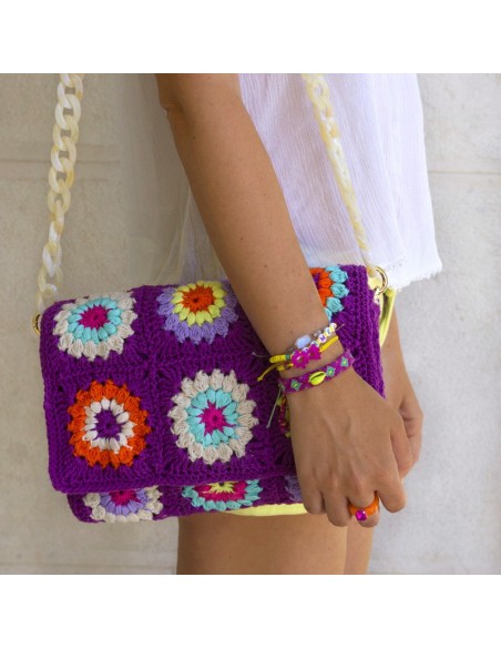 bolso crochet flores colores