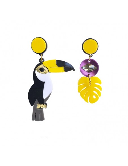 pendientes tucan amarillo