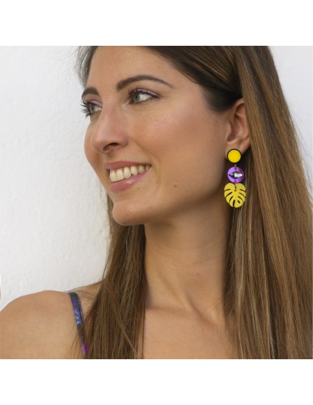 pendientes amarillos hoja