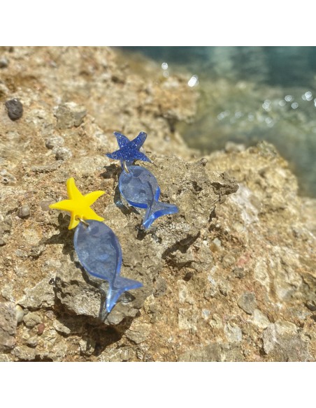 Pendientes peces azules