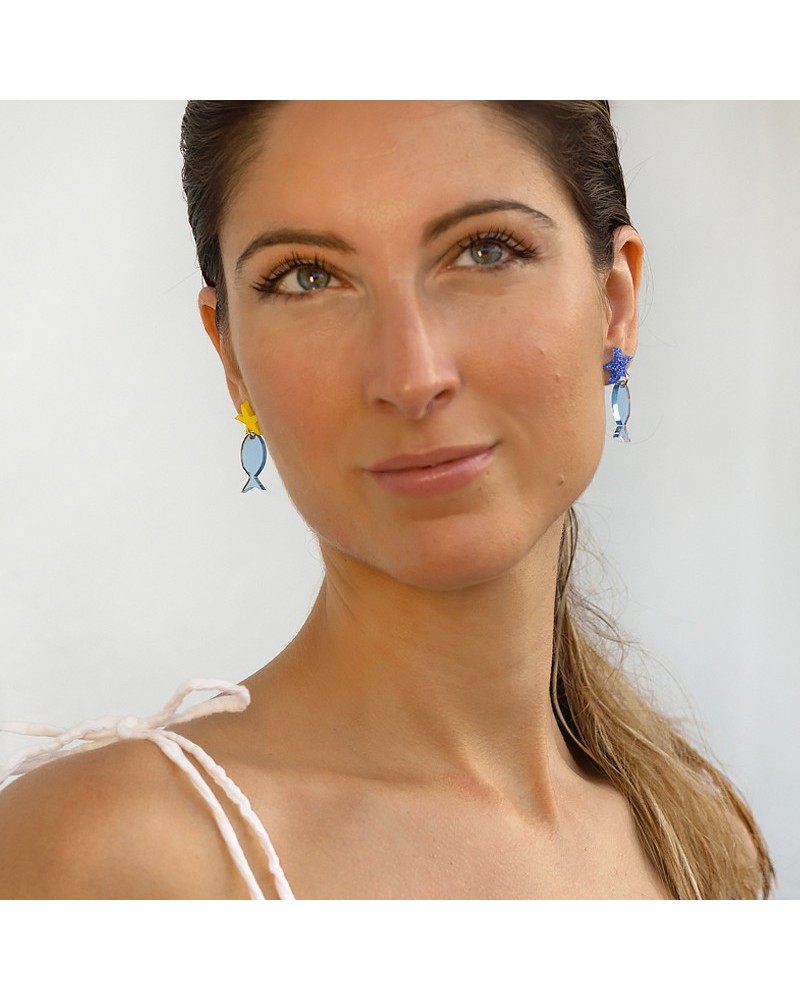 pendientes estrella mar y peces