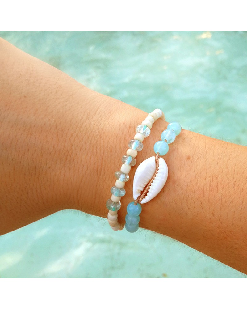 Pulseras concha aguamarina
