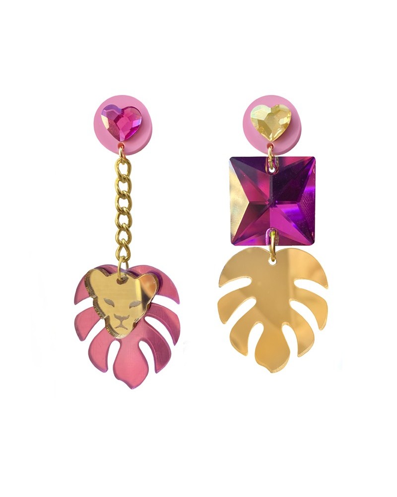 pendientes swarovski hojas leona
