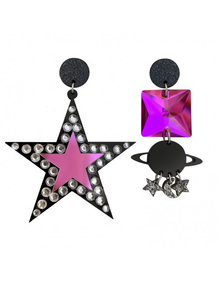 pendientes estrella fucsia
