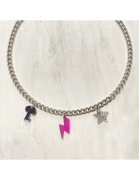 collar cadena acero charms