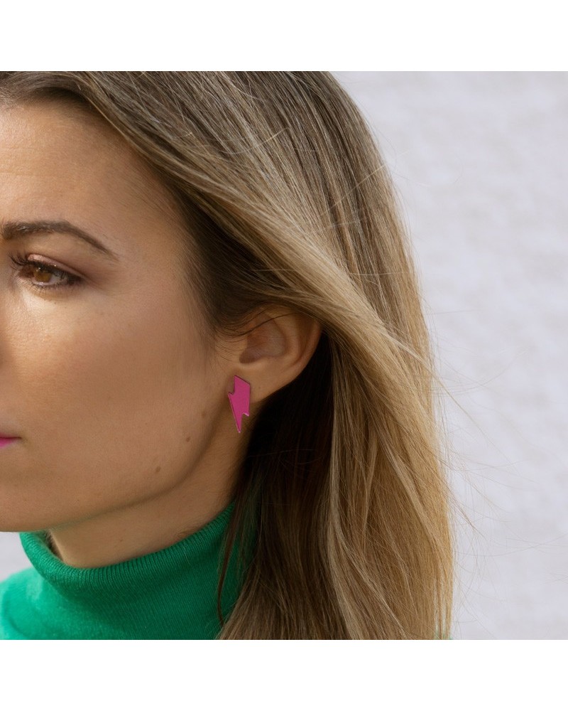 pendientes rayo y estrella fucsia 2