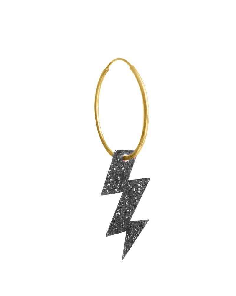 pendiente rayo glitter negro