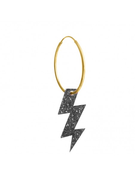 pendiente rayo glitter negro