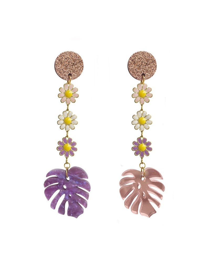 pendientes flores y hojas