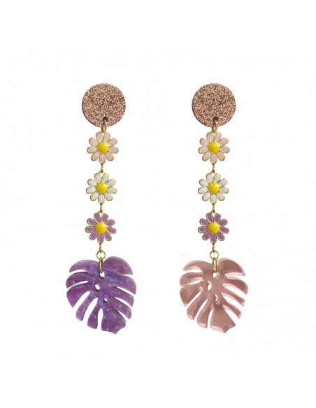 pendientes flores y hojas