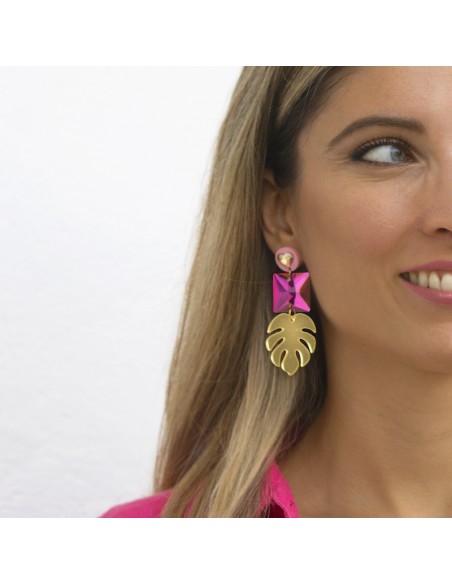 pendientes metacrilato fucsias