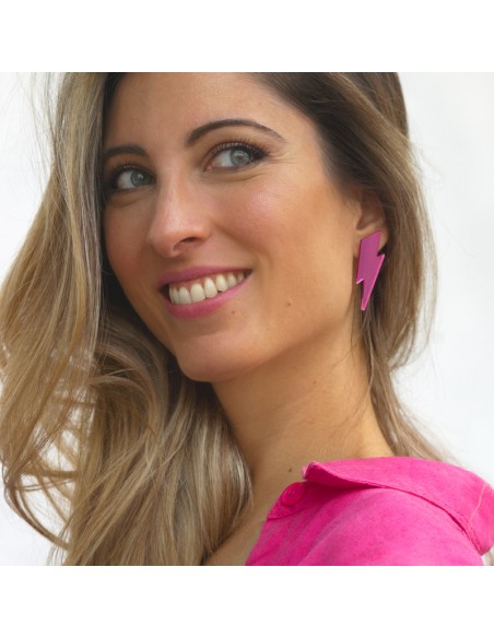 pendientes rayos rosas