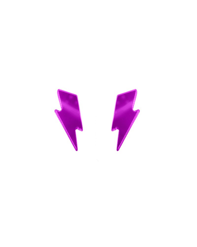 pendiente rayo morado metacrilato