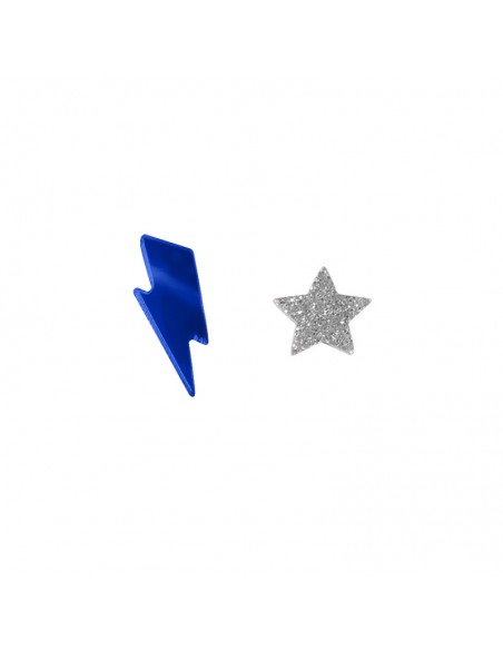 pendientes rayo y estrella AZUL