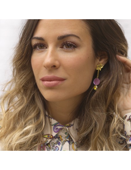 pendientes metacrilato luna y estrella
