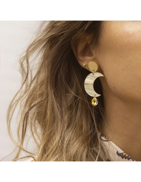 pendientes media luna dorada