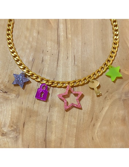 Collar charms colores metacrilato